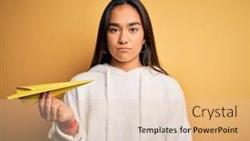  Presentation with yellow paper - Presentation theme featuring young-beautiful-asian-woman-holding background and a lemonade colored foreground