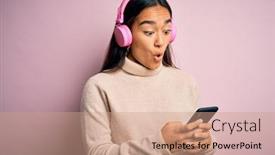  Presentation with listening woman - Presentation theme featuring young-beautiful-asian-woman-listening background and a coral colored foreground