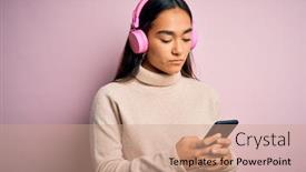  Presentation with listening woman - Audience pleasing presentation consisting of young-beautiful-asian-woman-listening backdrop and a  colored foreground