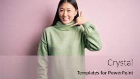  Presentation with pink green - Amazing slides having young-beautiful-asian-woman-wearing backdrop and a lemonade colored foreground