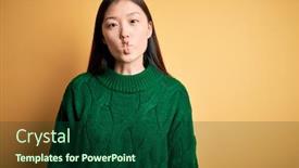  Presentation with yellow green - Amazing slides having young-beautiful-asian-woman-wearing backdrop and a forest green colored foreground