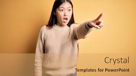  Presentation with asian - PPT theme featuring young-beautiful-asian-woman-wearing background and a coral colored foreground