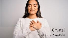  Presentation with asian - Cool new PPT theme with young-beautiful-asian-woman-wearing backdrop and a lemonade colored foreground