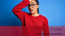  Presentation with asian - Cool new slides with young-beautiful-asian-woman-wearing backdrop and a crimson colored foreground