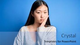  Presentation with asian - Cool new slides with young-beautiful-asian-woman-wearing backdrop and a light blue colored foreground