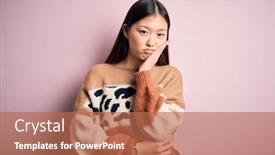  Presentation with animal print - Colorful slide set enhanced with young-beautiful-asian-woman-wearing backdrop and a coral colored foreground