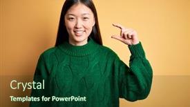 Presentation with yellow green - PPT theme featuring young-beautiful-asian-woman-wearing background and a forest green colored foreground