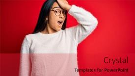  Presentation with asian - Audience pleasing PPT theme consisting of young-beautiful-asian-woman-wearing backdrop and a red colored foreground