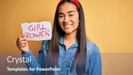  Presentation with girl power - Beautiful PPT layouts featuring young-beautiful-asian-woman-wearing backdrop and a ocean colored foreground