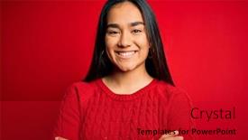  Presentation with asian - PPT theme featuring young-beautiful-asian-woman-wearing background and a crimson colored foreground