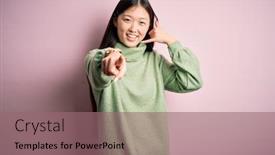  Presentation with pink green - Cool new presentation theme with young-beautiful-asian-woman-wearing backdrop and a coral colored foreground