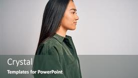  Presentation with asian - Slide deck having young-beautiful-asian-woman-wearing background and a tawny brown colored foreground