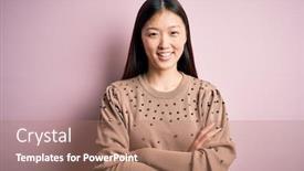  Presentation with asian - PPT theme having young-beautiful-asian-woman-wearing background and a coral colored foreground