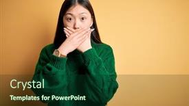  Presentation with yellow green - Presentation theme consisting of young-beautiful-asian-woman-wearing background and a forest green colored foreground