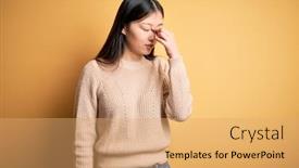  Presentation with headache - Amazing slide set having young-beautiful-asian-woman-wearing backdrop and a coral colored foreground