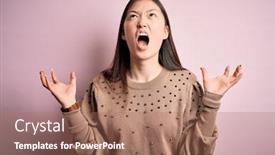  Presentation with asian - Theme having young-beautiful-asian-woman-wearing background and a coral colored foreground