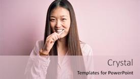  Presentation with tooth paste - Presentation design having young-beautiful-asian-woman-wearing background and a lemonade colored foreground