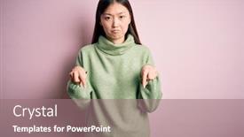  Presentation with pink green - Cool new PPT theme with young-beautiful-asian-woman-wearing backdrop and a coral colored foreground