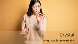  Presentation with asian - Audience pleasing presentation theme consisting of young-beautiful-asian-woman-wearing backdrop and a yellow colored foreground