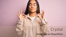  Presentation with meditation - Colorful slide deck enhanced with young-beautiful-asian-woman-wearing backdrop and a coral colored foreground