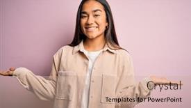  Presentation with comparison - Beautiful PPT layouts featuring young-beautiful-asian-woman-wearing backdrop and a coral colored foreground