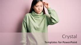  Presentation with pink green - Beautiful PPT theme featuring young-beautiful-asian-woman-wearing backdrop and a lemonade colored foreground