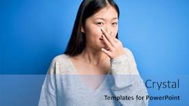  Presentation with bad breath - Presentation theme enhanced with young-beautiful-asian-woman-wearing background and a light blue colored foreground