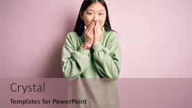  Presentation with pink green - Beautiful slide set featuring young-beautiful-asian-woman-wearing backdrop and a coral colored foreground