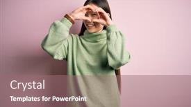  Presentation with pink green - Slide set having young-beautiful-asian-woman-wearing background and a coral colored foreground