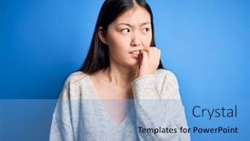  Presentation with asian - Presentation theme having young-beautiful-asian-woman-wearing background and a light blue colored foreground