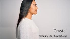  Presentation with asian - Presentation design with young-beautiful-asian-woman-wearing background and a light gray colored foreground