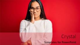  Presentation with asian - Beautiful presentation theme featuring young-beautiful-asian-woman-wearing backdrop and a red colored foreground