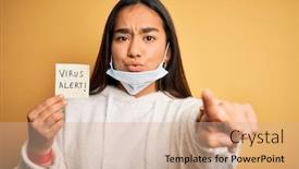  Presentation with alert - Colorful slides enhanced with young-beautiful-asian-woman-wearing backdrop and a coral colored foreground