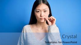  Presentation with lips mouth - Theme consisting of young-beautiful-asian-woman-wearing background and a light blue colored foreground