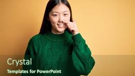  Presentation with green beauty - Colorful presentation enhanced with young-beautiful-asian-woman-wearing backdrop and a forest green colored foreground