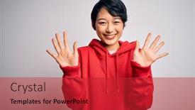  Presentation with asian - Audience pleasing PPT theme consisting of young-beautiful-asian-woman-wearing backdrop and a red colored foreground