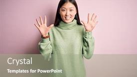  Presentation with pink and green - PPT layouts with young-beautiful-asian-woman-wearing background and a mint green colored foreground