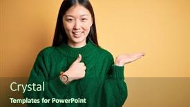 Presentation with yellow green - Beautiful presentation theme featuring young-beautiful-asian-woman-wearing backdrop and a forest green colored foreground