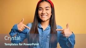  Presentation with denim - Cool new PPT layouts with young-beautiful-asian-woman-wearing backdrop and a ocean colored foreground