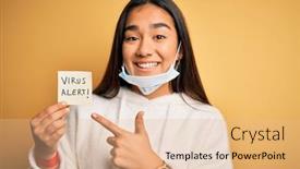  Presentation with alert - Beautiful slide deck featuring young-beautiful-asian-woman-wearing backdrop and a lemonade colored foreground