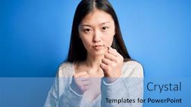  Presentation with asian - Beautiful slide set featuring young-beautiful-asian-woman-wearing backdrop and a light blue colored foreground