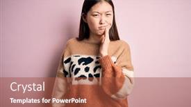  Presentation with hand print - Audience pleasing presentation theme consisting of young-beautiful-asian-woman-wearing backdrop and a red colored foreground