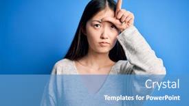  Presentation with casual young people - Beautiful PPT theme featuring young-beautiful-asian-woman-wearing backdrop and a teal colored foreground