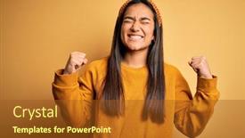  Presentation with asian - Audience pleasing presentation theme consisting of young-beautiful-asian-woman-wearing backdrop and a tawny brown colored foreground