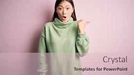  Presentation with pink green - PPT theme consisting of young-beautiful-asian-woman-wearing background and a lemonade colored foreground