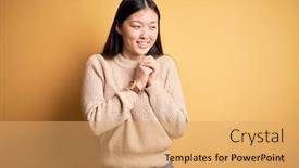  Presentation with asian - Cool new PPT layouts with young-beautiful-asian-woman-wearing backdrop and a coral colored foreground