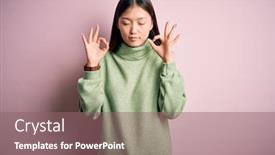  Presentation with meditation green - Slide set featuring young-beautiful-asian-woman-wearing background and a violet colored foreground