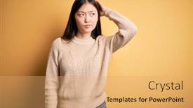  Presentation with asian - Presentation design featuring young-beautiful-asian-woman-wearing background and a yellow colored foreground