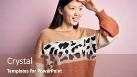  Presentation with hand print - Amazing PPT layouts having young-beautiful-asian-woman-wearing backdrop and a tawny brown colored foreground