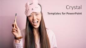  Presentation with tooth paste - Presentation theme having young-beautiful-asian-woman-wearing background and a lemonade colored foreground